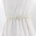 Ceinture élastique en perles avec boucle nœud en strass pour robes élégantes de femme - Nœud Oblique Argenté