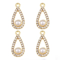 Macro shot of pearl and zircon alloy charms for DIY jewelry making in gold finish - Water Drop Flower (px1086-1)