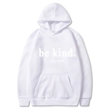 White oversized hoodie featuring a be kind letter print with a front kangaroo pocket - White Slogan V3 / S