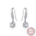 Elegant 925 sterling silver drop earrings featuring a large round cubic zirconia stone - Single Large Gem Hook / Silver Large Stud Hook (SE309)