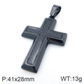 Ciondolo a croce bicolore in acciaio inossidabile nero con intarsio in fibra di carbonio - Pendente A Croce In Fibra Di Carbonio Colore Nero Stile C (Senza Catena) (KP116464-HR)