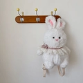 Cute white plush bunny backpack for kids with lace collar and purple bow decoration - White Without Scarf (Rabbit) / White