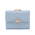 Detail of light blue faux leather wallet featuring V-shaped quilting and leaf metal clasp - Sky Blue