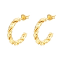 Boucles d'oreilles créoles torsadées dorées avec design en spirale et forme en C - 20mm / Doré