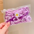 Lot de chouchous élastiques violets pour filles dans une pochette marguerite - Lot de 50 / Violet