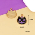 Detail showing front and back of 20mm black cat enamel charm for Halloween jewelry - 1 Pumpkin Black Cat