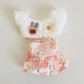 Süßes 2-teiliges Puppen-Outfit mit weißem Plüschoberteil und rosa Blumenrock für 17cm Puppen - Passend für 17cm Puppe / Plüschmantel + Rosa Blumenrock / Rosa Weiß