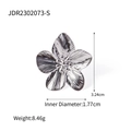 Silver flower ring with textured petals and 1.77cm inner diameter stainless steel band - Silver Single Flower Ring(JDR2302073-S)