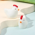 Miniature white resin chick figurines with red comb for micro landscape garden decor - White Chicken