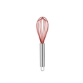 Manual red silicone whisk with stainless steel handle and hanging loop for baking - 8 Inch / Red