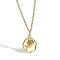 Eleganter runder Anhänger mit Rosenrelief-Halskette in Gold für Damen im Vintage-Stil - Kupfer Mit 18K Echtgold Überzogen / Goldene Rose Anhänger Halskette