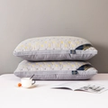 Set of two grey pillows with yellow diamond quilting and white piped edges - Starry Gray 3d / 48*74cm (Low 550g)