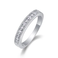 Elegant 925 sterling silver ring with sparkling round moissanite pavé stones - US Size 9 / Moissanite