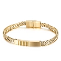 Pulsera de cadena de trigo de acero dorado para hombre con placa geométrica y cierre plegable - Dorado
