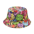 Reversible bucket hat featuring colorful cartoon graffiti patterns and a sun protection brim - M (56-58cm) / Colorful Cartoon Monster Graffiti