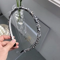 Sparkling crystal headband with grey rhinestones on a thin metal frame for women - Grey Beaded Headband