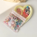 Rainbow multicolored elastic hair bands in rabbit packaging and heart tray - Rainbow Multi-color