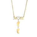 Collana MOM in oro acciaio inossidabile con cuore in zirconia e due ciondoli a piedino - Cuore con Strass / 1 Impronta / Oro