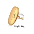 Adjustable golden stainless steel open ring with flat oval capsule design and 45-degree angle - Long Oval