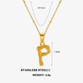 Collier en acier inoxydable doré avec pendentif lettre P effet bambou et chaîne réglable - Lettre P (Or)