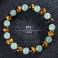 Tiger eye and aventurine beaded bracelet with Money Success text on grey texture - Money & Success-3 (Money Success-3)