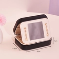 Dual-layer black and white PU leather jewelry box with mirror and 16cm dimensions - PU Flip Mirror Style / Black