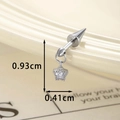 Star-shaped stainless steel ear stud with micro-set zircons and silver finish - Pentagram Star (Single)