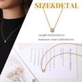 Vue détaillée du collier en titane doré avec zircon rond et indications de taille - Collier Zirconium Unique