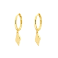 Gold plated S925 silver hoop earrings with leaf charms and 925 authenticity stamp - Shell Style (C) / Gold