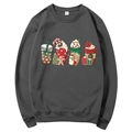Dark grey Christmas hoodie featuring festive gingerbread man and candy cane prints - S / Style 311 / Dark Gray