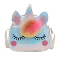 Borsa porta pranzo unicorno laser olografico con criniera di peluche colorata - Bianco