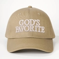 Casquette de baseball en coton kaki avec broderie 3D blanche GOD'S FAVORITE devant - Réglable / Khaki Foncé