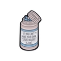 Colorful pill bottle enamel pin with blue capsules and motivational English quote - Light Purple Bottle Style (XZ9810)