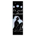 Detail of black bookmark featuring moon phases, starlight woman and text it's just a phase - Style 37 / 40x150cm