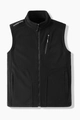Black outdoor fleece vest with stand collar and zipper pockets for sports - L / Black
