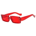 Retro transparent bright red rectangular sunglasses with narrow frame for women and men - C07 Transparent Red