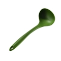 Green silicone kitchen spoon for kids with a seamless integrated design on white background - Green Soup Spoon