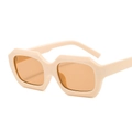 Retro small frame sunglasses with cream beige geometric frame and brown tinted lenses - Beige Frame Champagne Lenses