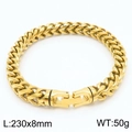8mm vergoldetes Edelstahl Franco Kettenarmband mit robustem 230mm Verschluss-Design - 8mm Breite (KB169619-KFC) / Gold