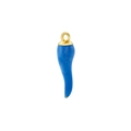 Blue chili pepper fruit pendant charm with gold ring for DIY jewelry making - VD1480 Gold Blue Enamel Chili