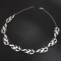 Punk silver flame link necklace with lobster clasp and adjustable chain on dark background - 8 Segments Necklace