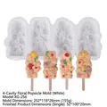 Weiße 4-fach Blumen Silikon Eisform aus 155g lebensmittelechtem Silikon Design - Weiß