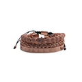 Three-piece rose gold bracelet set with Roman numerals, woven cord and Evil Eye charm - Rose Gold 3-Piece Set