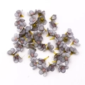 Detailed top view of 2cm grey silk daisy heads with pink centers for DIY craft projects - Gray