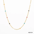 Collana bohémien in acciaio inossidabile dorato con perline smaltate colorate KDD139 - Collana Dorata + Perline Colorate (KDD139)