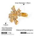 Goldener Edelstahlring mit Schleife, Strasssteinen und verstellbarem offenem Design - Goldener Doppel-Schleife Zirkonia-Ring (JDR2405008)