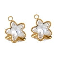 Star-shaped gold stainless steel pendant with white crystal inlay for DIY jewelry - 5 Pcs/Pack / 13mm White