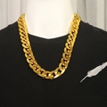 Thick chunky golden Cuban link chain necklace on male model for hip hop style - Plastic 2.0 Thickness * 70cm
