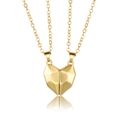 Magnetic heart pendant necklaces for couples in golden finish on white background - Combination 9 (All Gold)