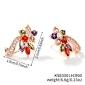 Detailed dimensions of multicolor flower earrings with zircons and gold plating - Multicolor Rose Gold Style (KSE00014CR00)